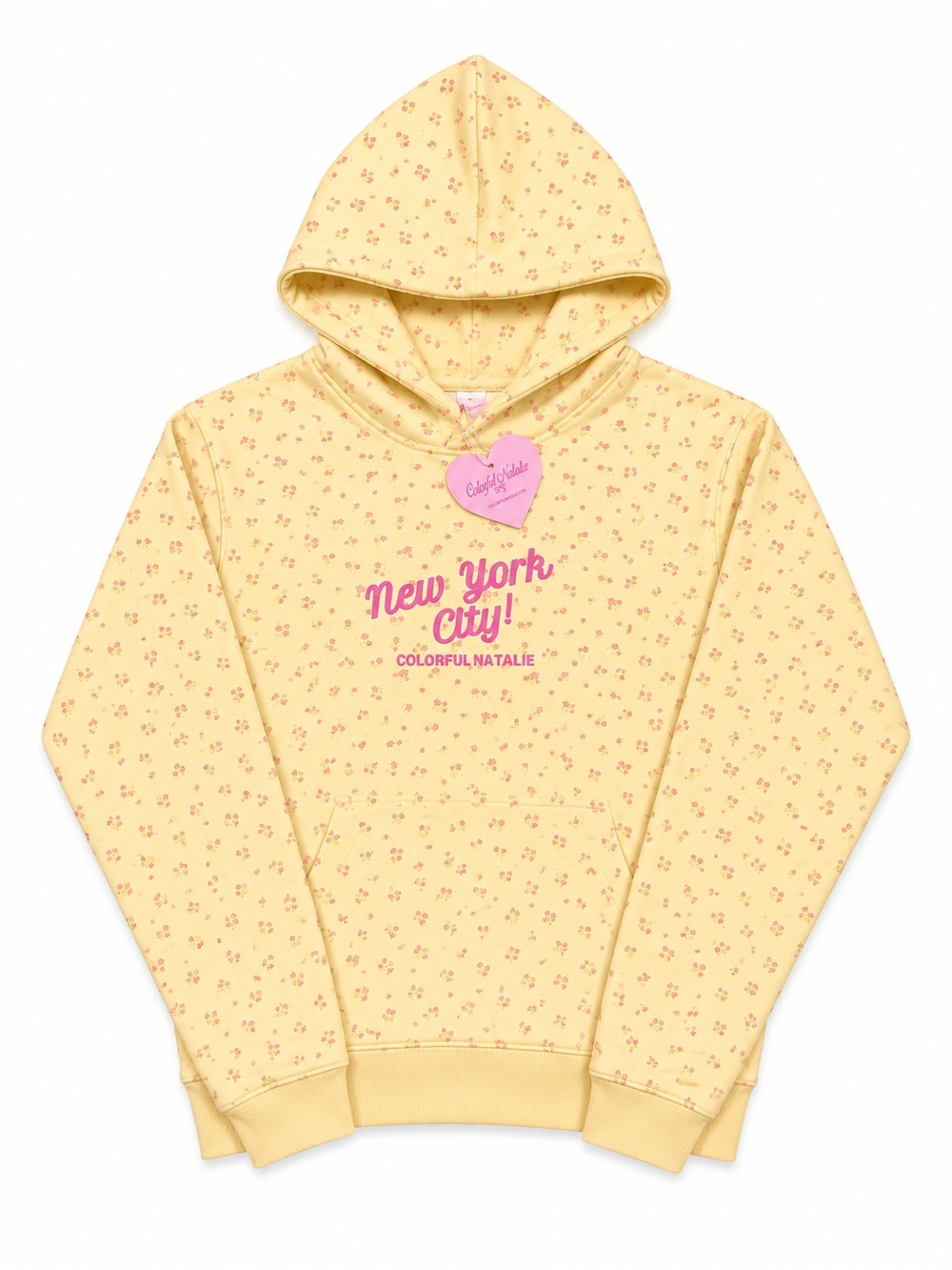 Colorful Natalie New York Puff Floral Hoodie Women’s S Yellow Pink NWT
